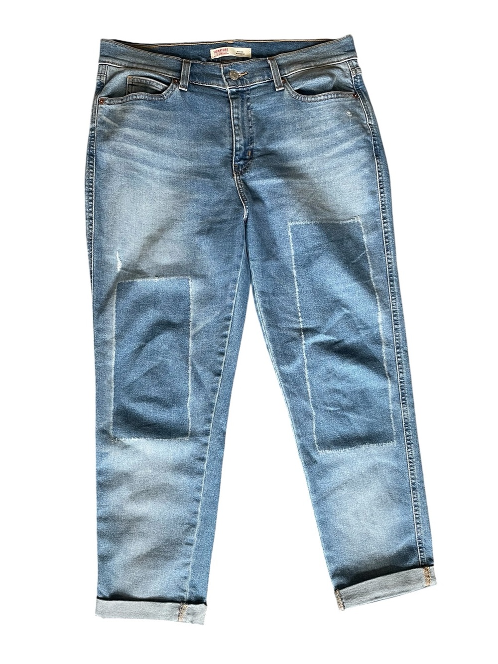 Levi’s Signature Heritage Boyfriend Jeans Womens 8 W29 Light Wash Patches
